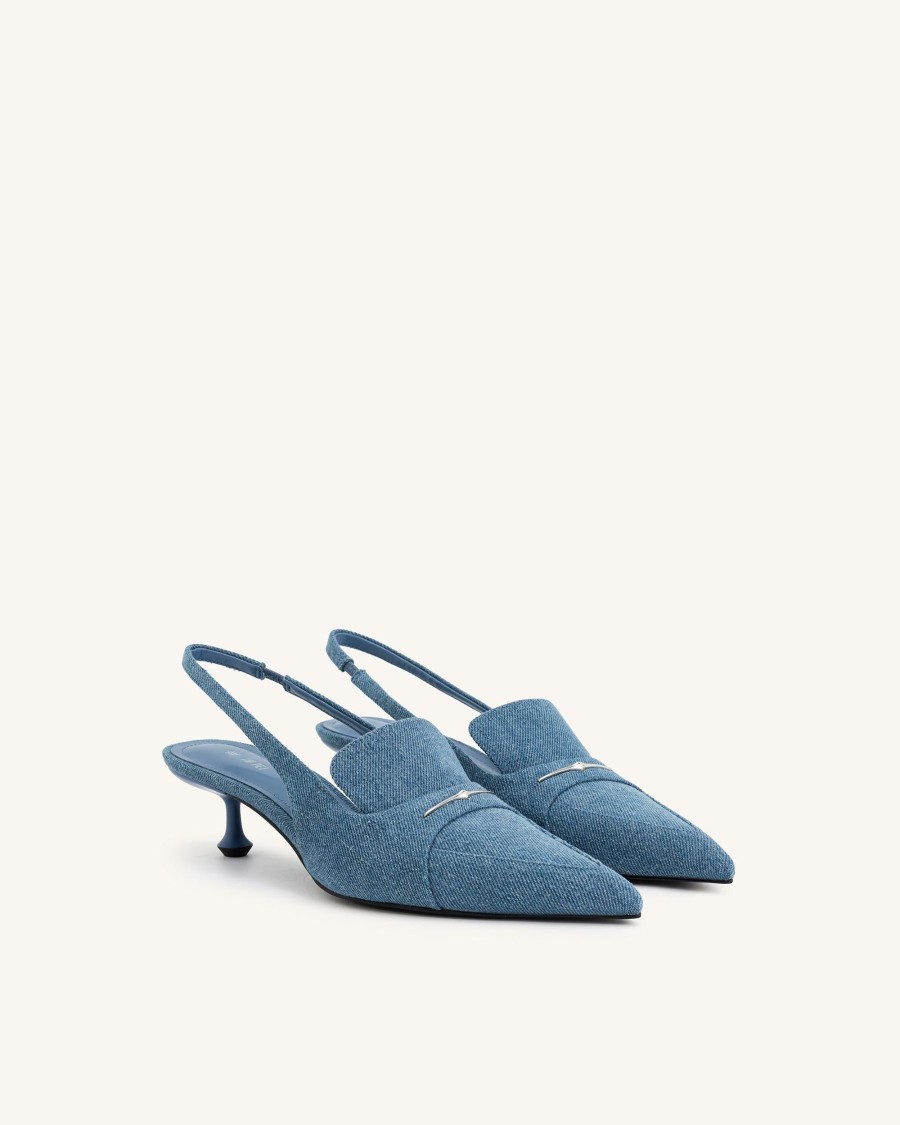 Sacs JW PEI | Escarpins A Talon Aiguille Carla En Denim - Bleu