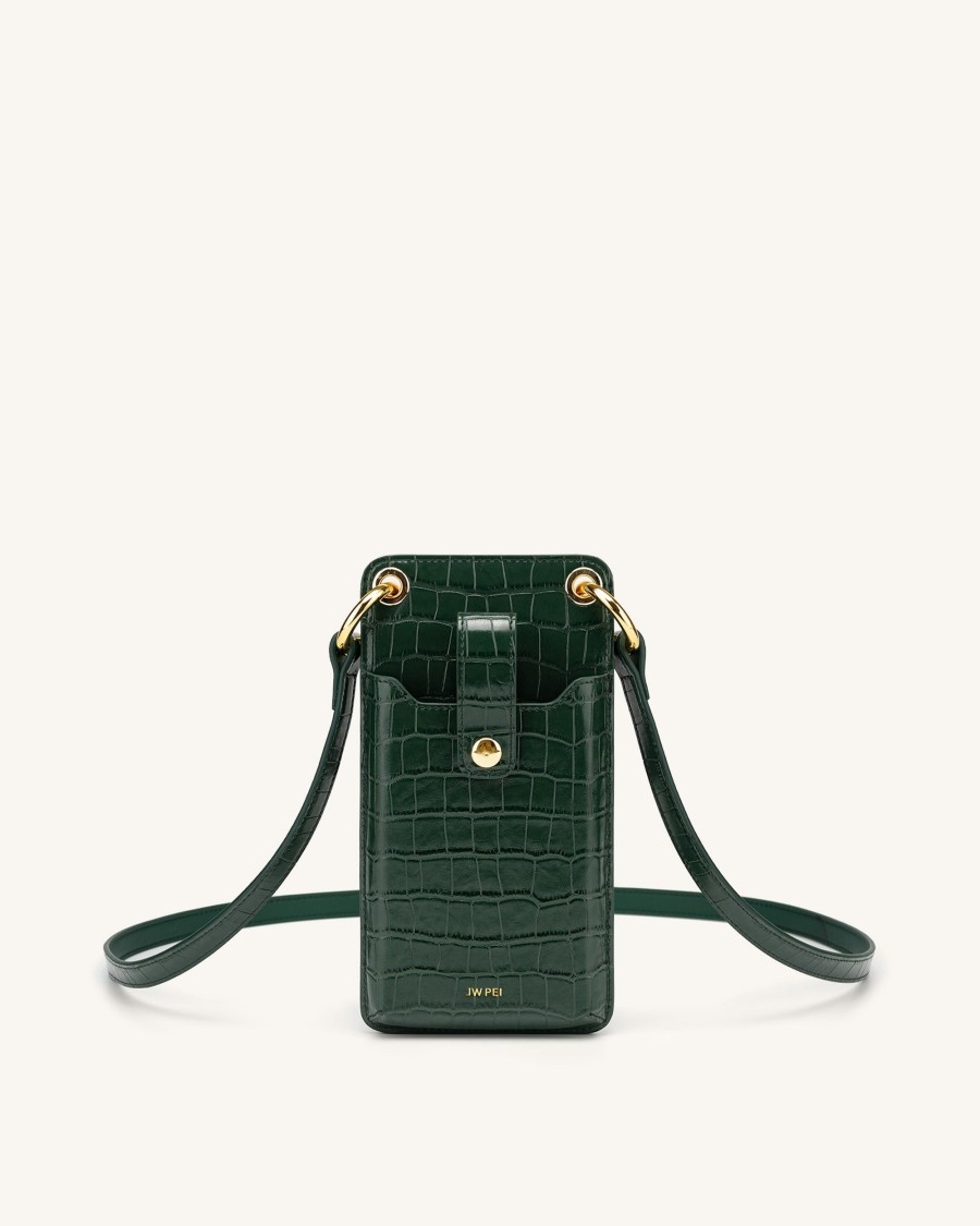 Sacs JW PEI | Sac Pour Telephone Quinn - Vert Fonce Effet Croco