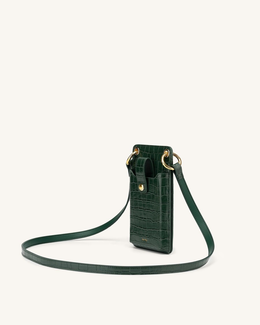 Sacs JW PEI | Sac Pour Telephone Quinn - Vert Fonce Effet Croco