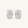 Bijoux JW PEI | Boucles D'Oreilles Combinaison Geometrique - Plaque Or Blanc 18Ct & Zircon Blanc