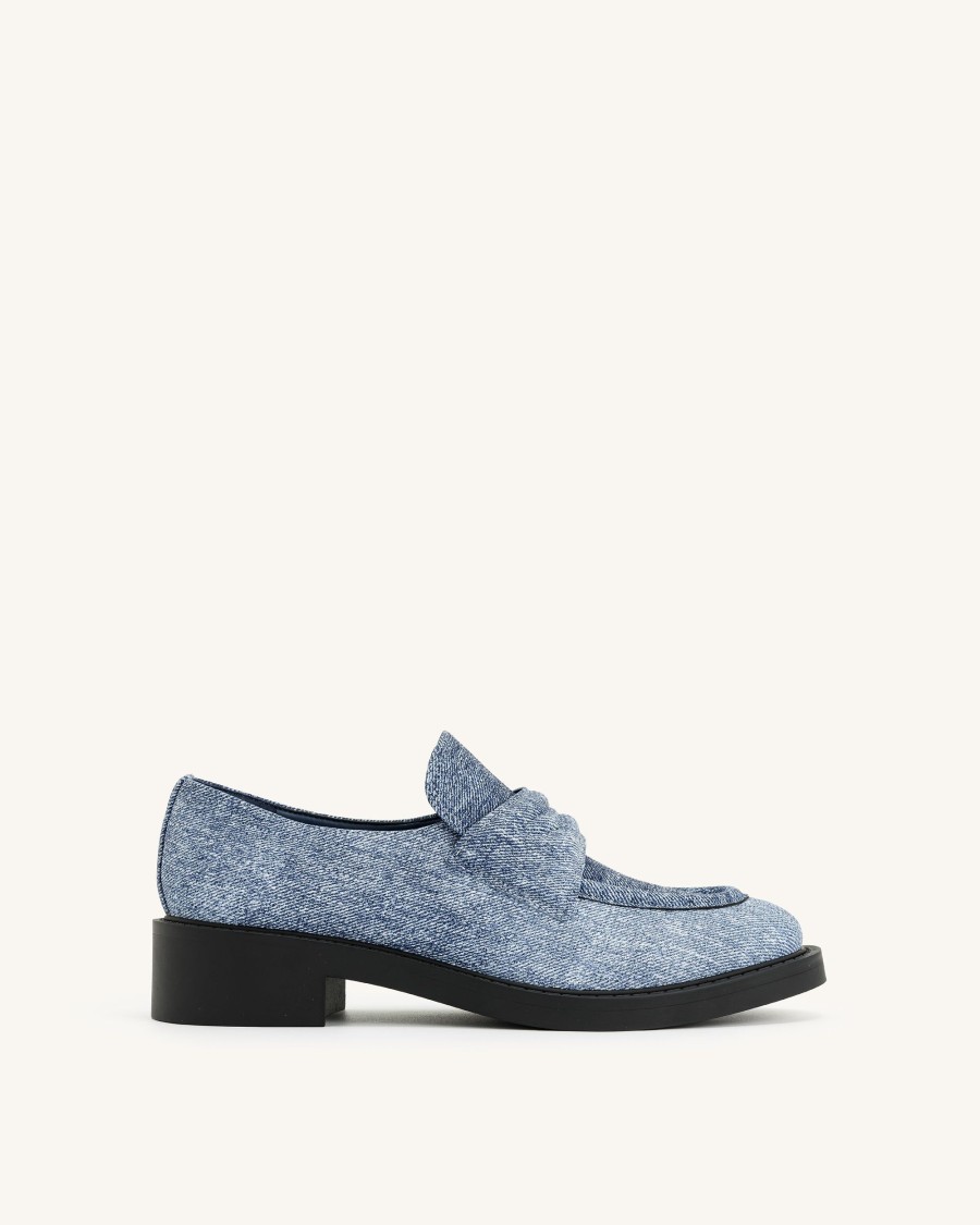 Sacs JW PEI | Mocassin Micah En Denim Gaufre A Semelle Epaisse - Bleu