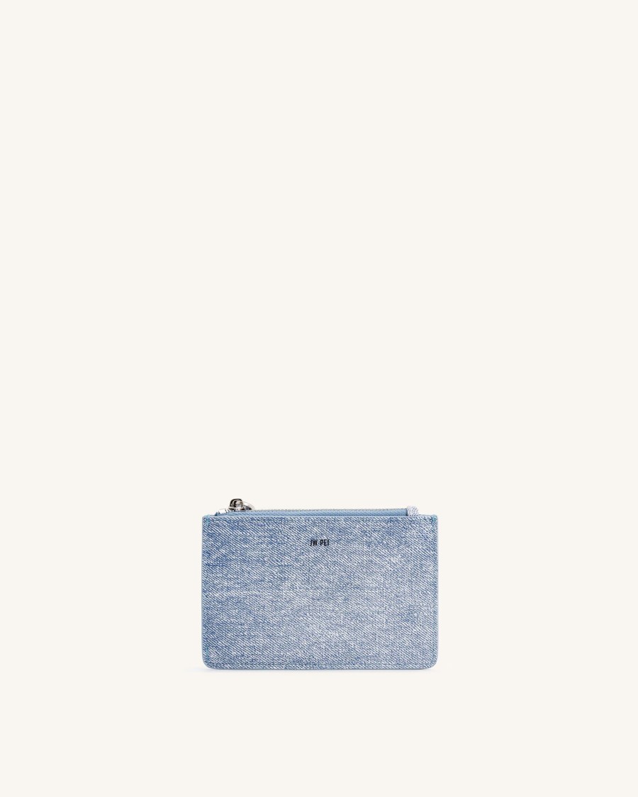 Sacs JW PEI | Porte-Cartes Zippe En Denim Gaufre Quinn - Bleu