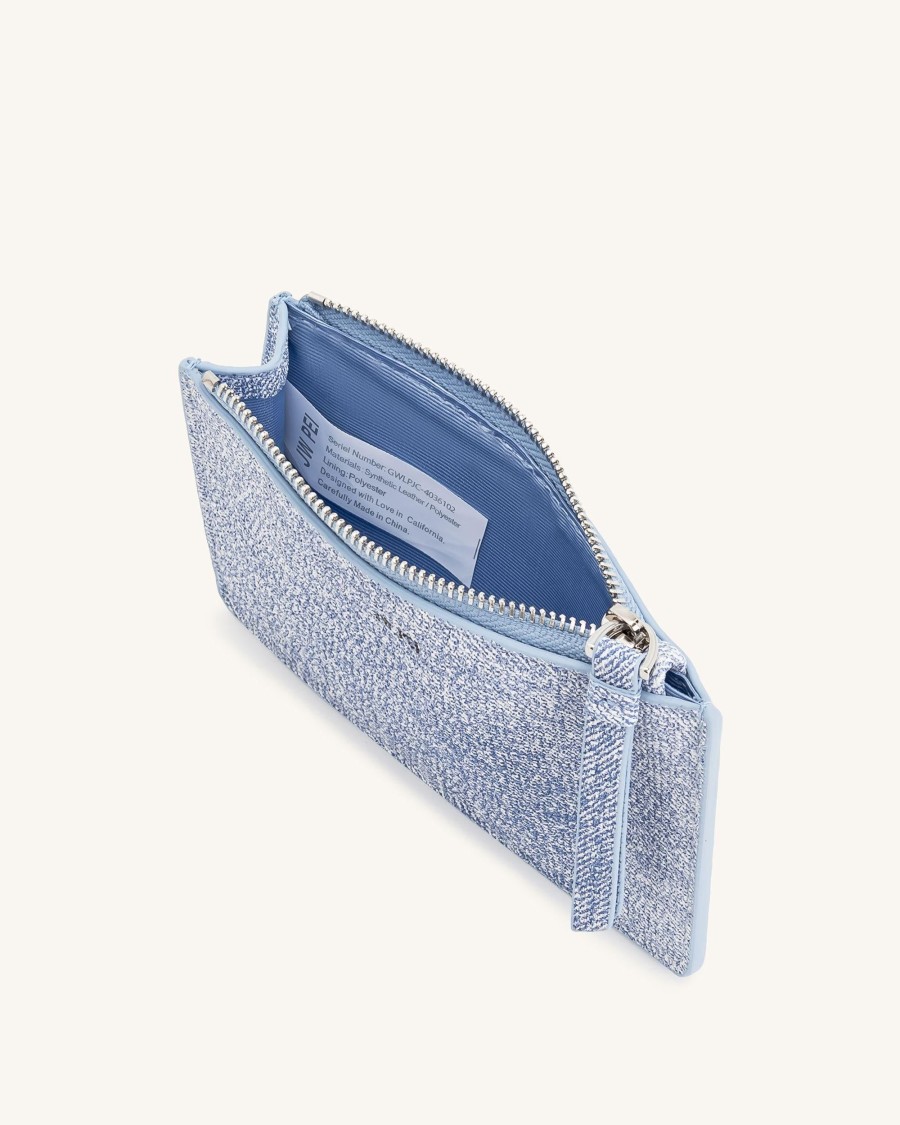 Sacs JW PEI | Porte-Cartes Zippe En Denim Gaufre Quinn - Bleu