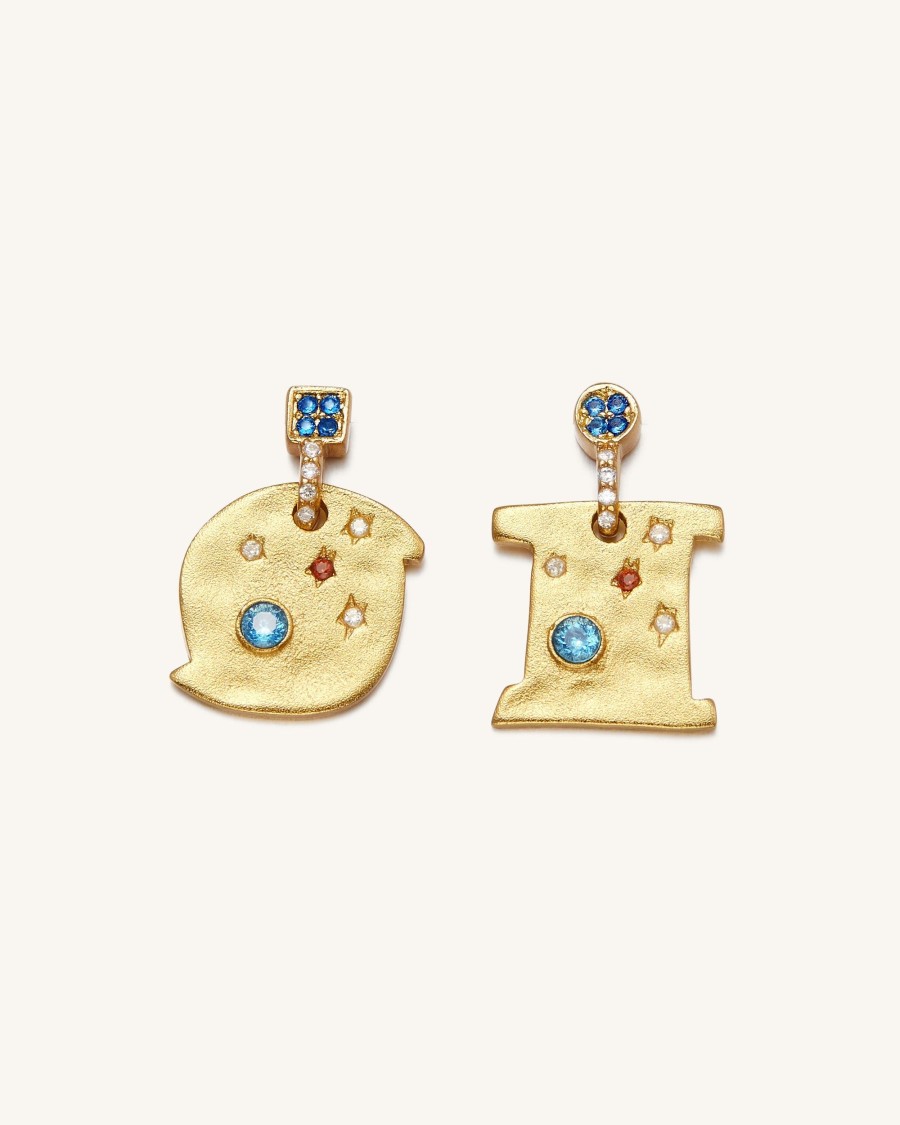 Bijoux JW PEI | Boucles D'Oreilles Cosmos - Plaque Or 18Ct & Zircon Multicolore