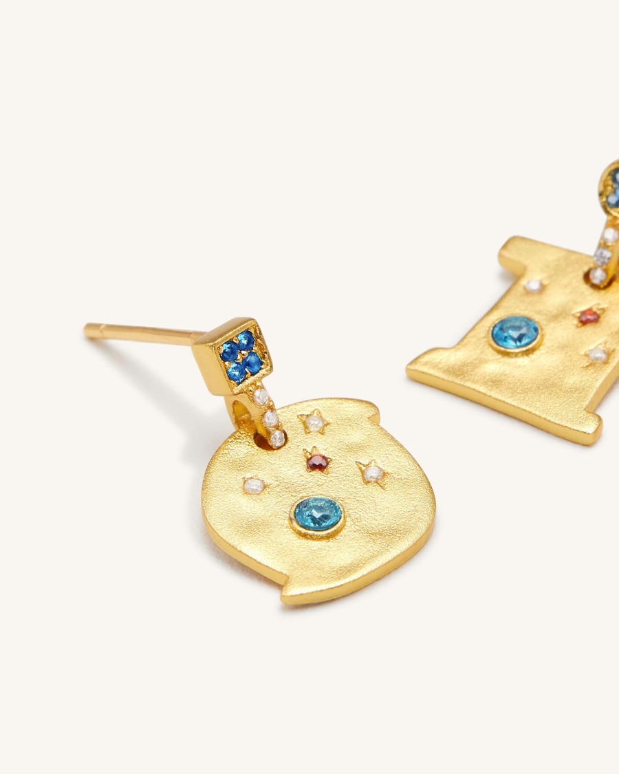 Bijoux JW PEI | Boucles D'Oreilles Cosmos - Plaque Or 18Ct & Zircon Multicolore