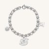 Bijoux JW PEI | Bracelet Multi Breloques Rond Cosmos - Plaque Or Blanc 18Ct & Zircon Blanc