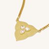 Bijoux JW PEI | Collier Pendentif Feuille - Plaque Or 18Ct & Zircon Blanc