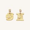 Bijoux JW PEI | Boucles D'Oreilles Cosmos - Plaque Or 18Ct & Zircon Blanc