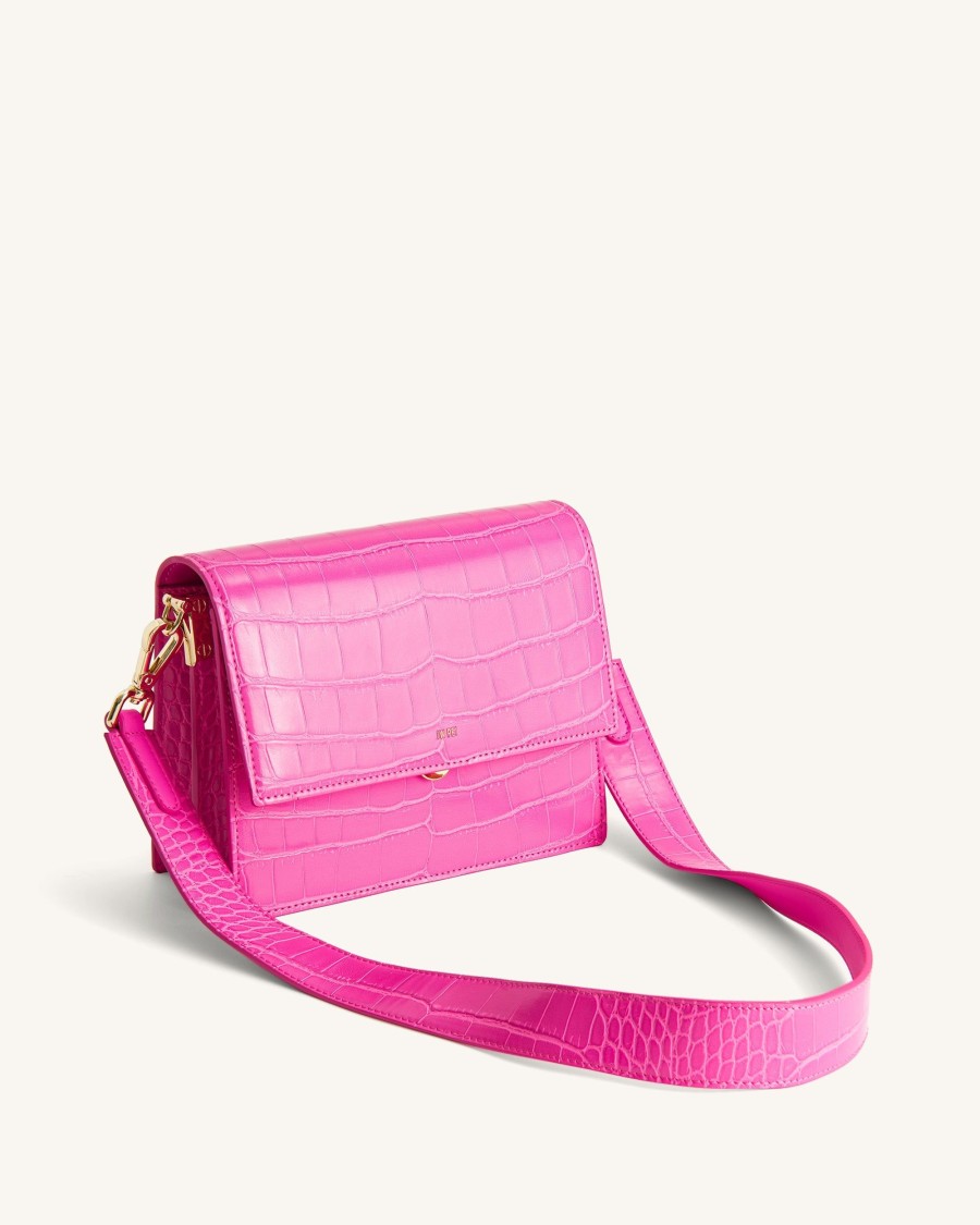 Sacs JW PEI | Mini Sac Bandouliere A Rabat - Croco Rose Vif