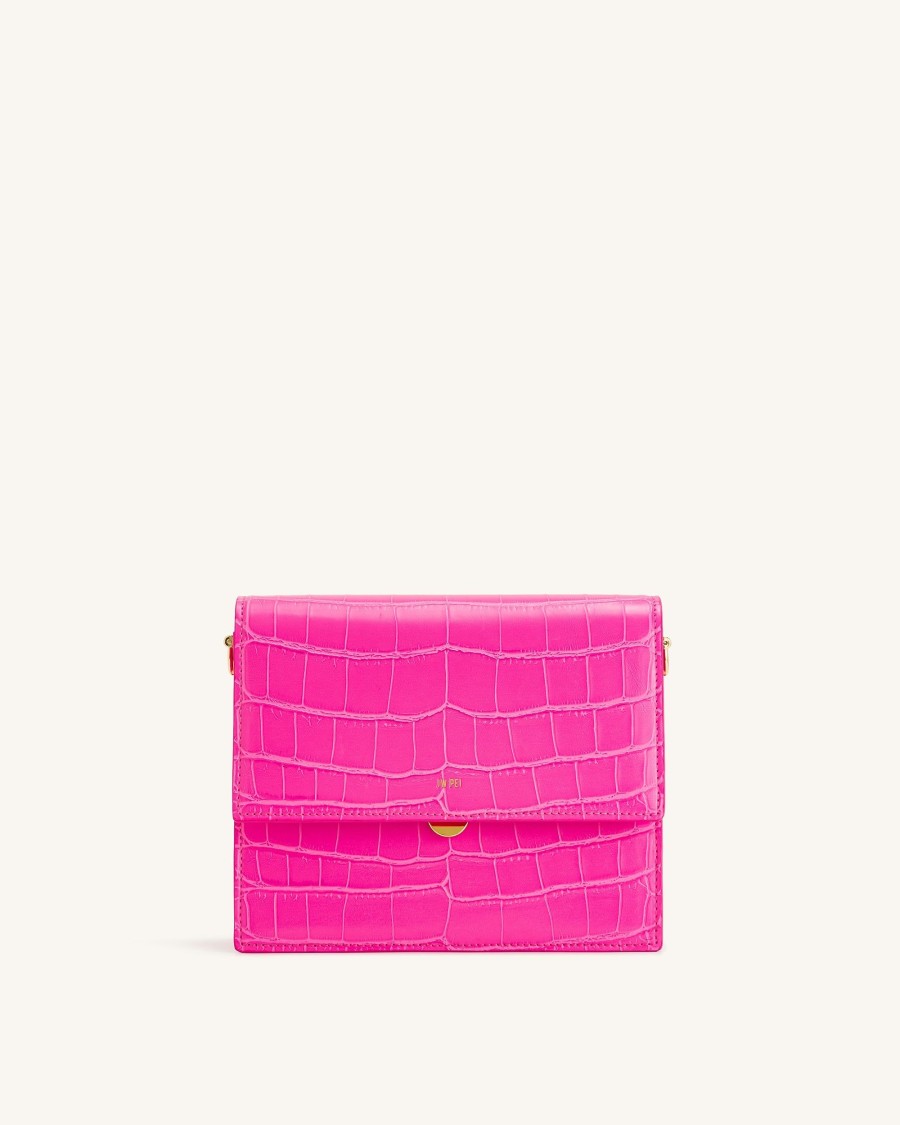 Sacs JW PEI | Mini Sac Bandouliere A Rabat - Croco Rose Vif