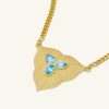 Bijoux JW PEI | Collier Pendentif Feuille - Plaque Or 18Ct & Aigue-Marine Zircon