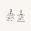 Bijoux JW PEI | Boucles D'Oreilles Cosmos - Plaque Or Blanc 18Ct & Zircon Blanc