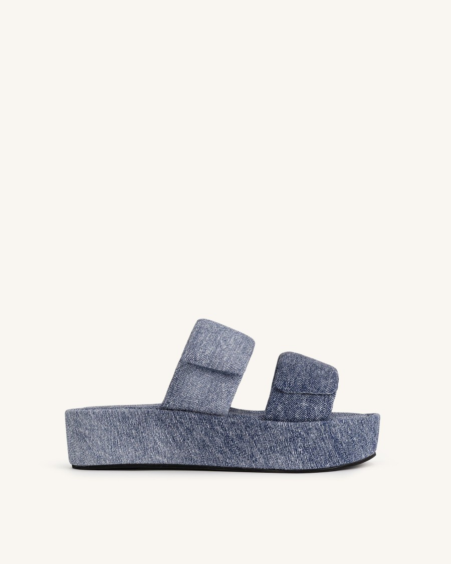 Chaussures JW PEI | Sandale Lexi En Denim Gaufre - Bleu