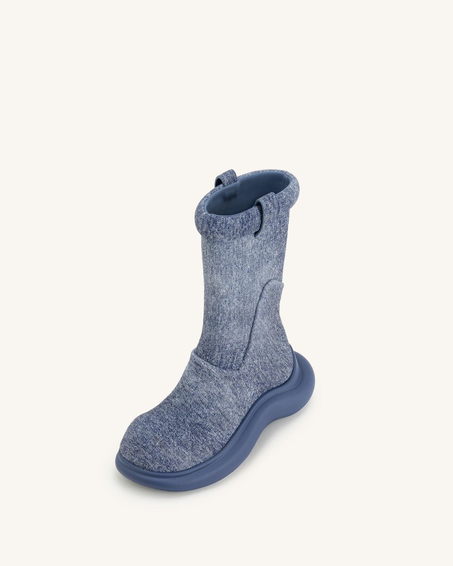 Sacs JW PEI | Bottes De Pluie Zoie En Denim Gaufre - Bleu