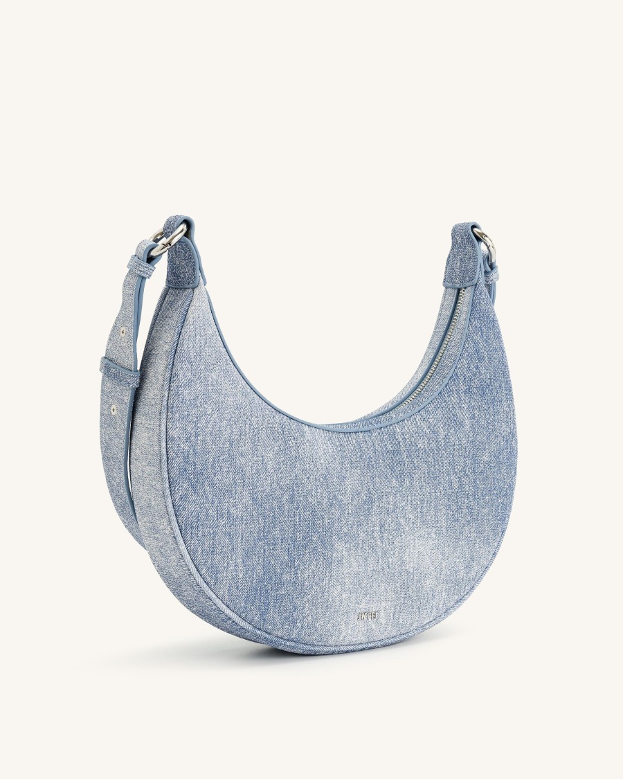 Sacs JW PEI | Sac Bandouliere Carly En Toile Denim Gaufree - Bleu