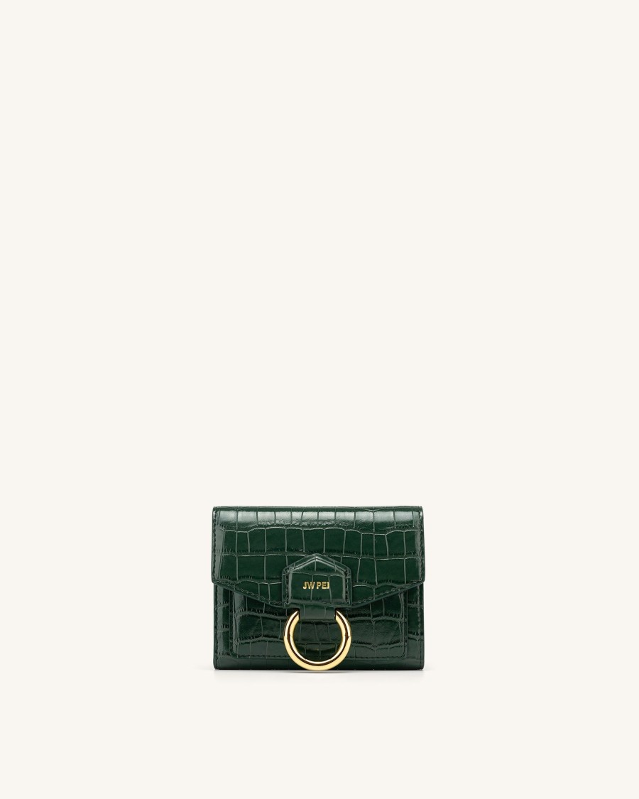 Sacs JW PEI | Petit Portefeuille Stella - Vert Fonce Effet Croco