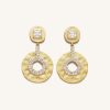 Bijoux JW PEI | Boucles D'Oreilles Geometriques Ajourees - Plaque Or 18Ct & Zircon Blanc