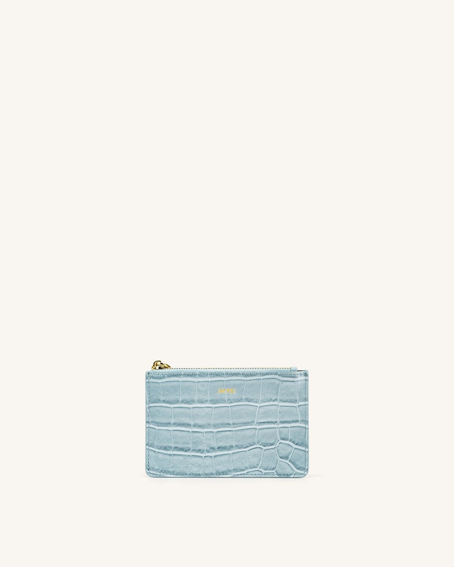 Sacs JW PEI | Porte-Cartes Zippe Quinn - Glace Bleu Effet Croco