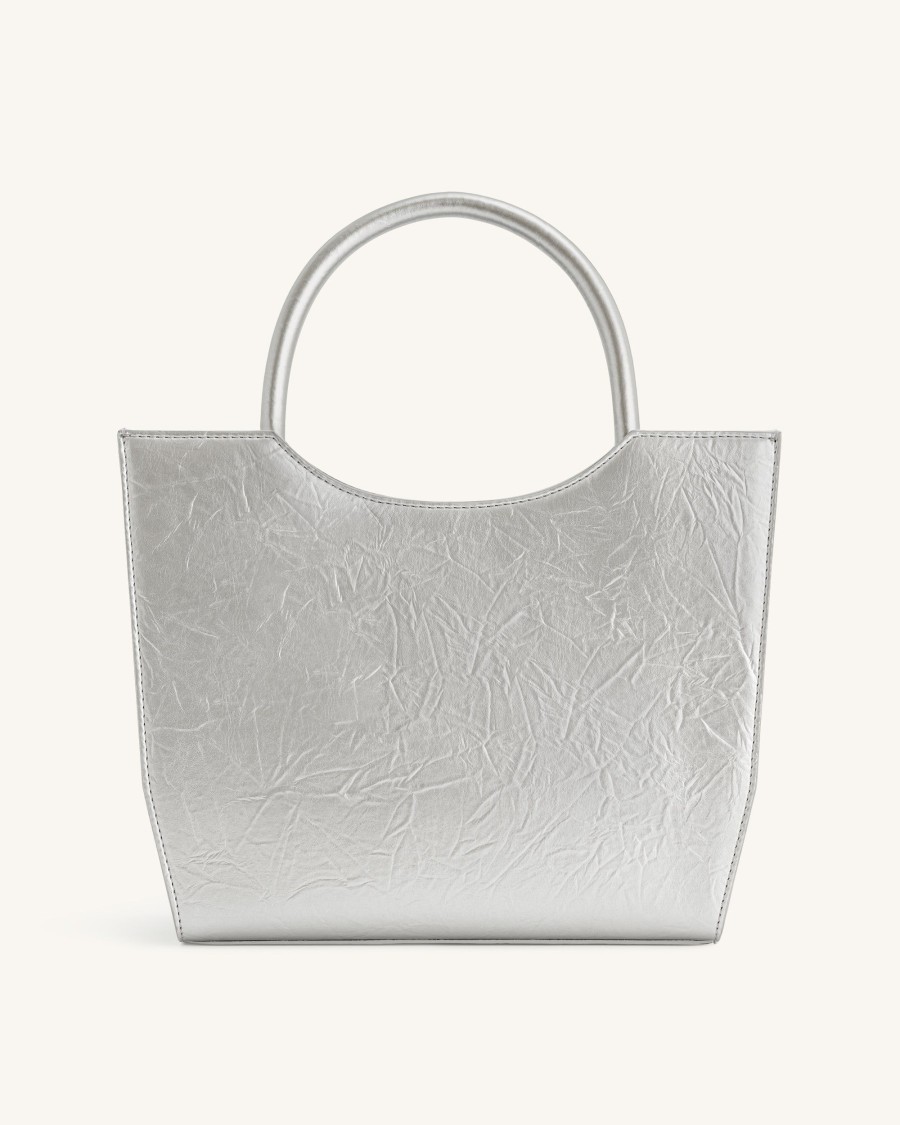 Sacs JW PEI | Sac A Poignee Superieure A Plis Metalliques Leah - Argent