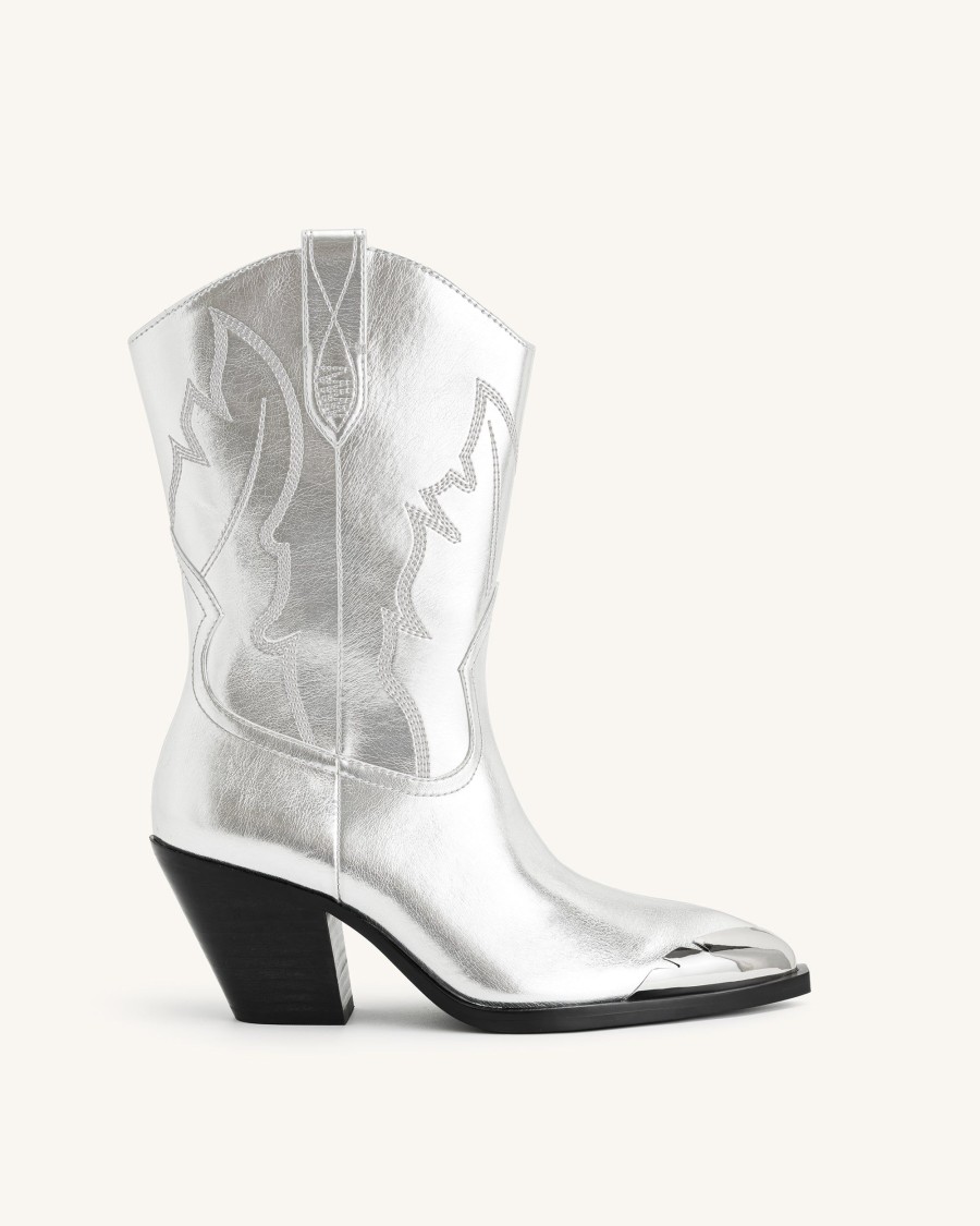 Sacs JW PEI | Bottes De Cowboy Riya Metalliques - Argent