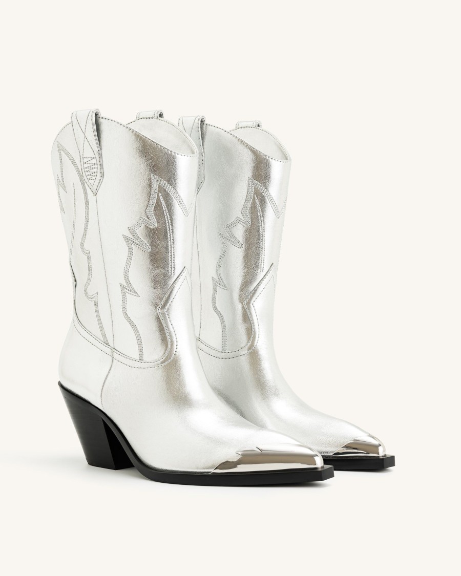 Sacs JW PEI | Bottes De Cowboy Riya Metalliques - Argent