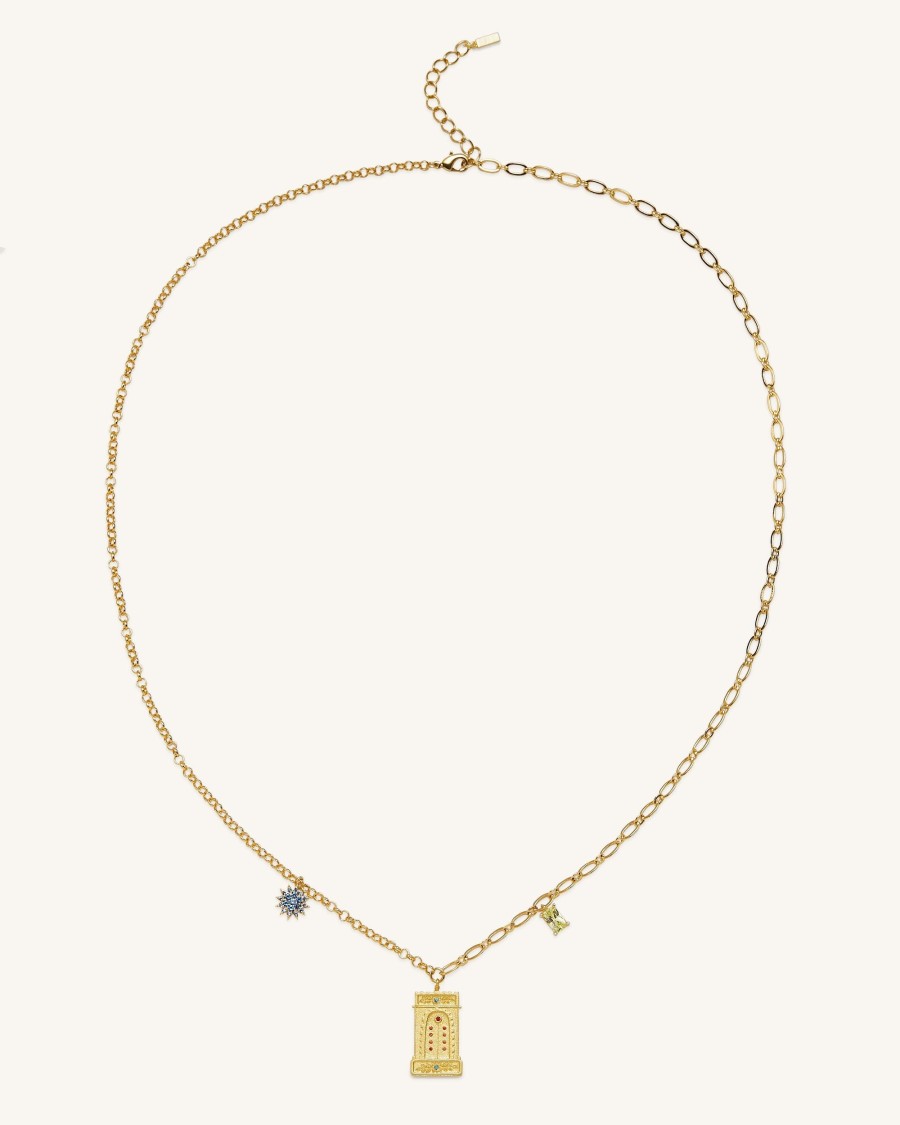 Bijoux JW PEI | Collier Avec Pendentif Arche Romaine - Plaque Or 18Ct & Zircon Multicolore