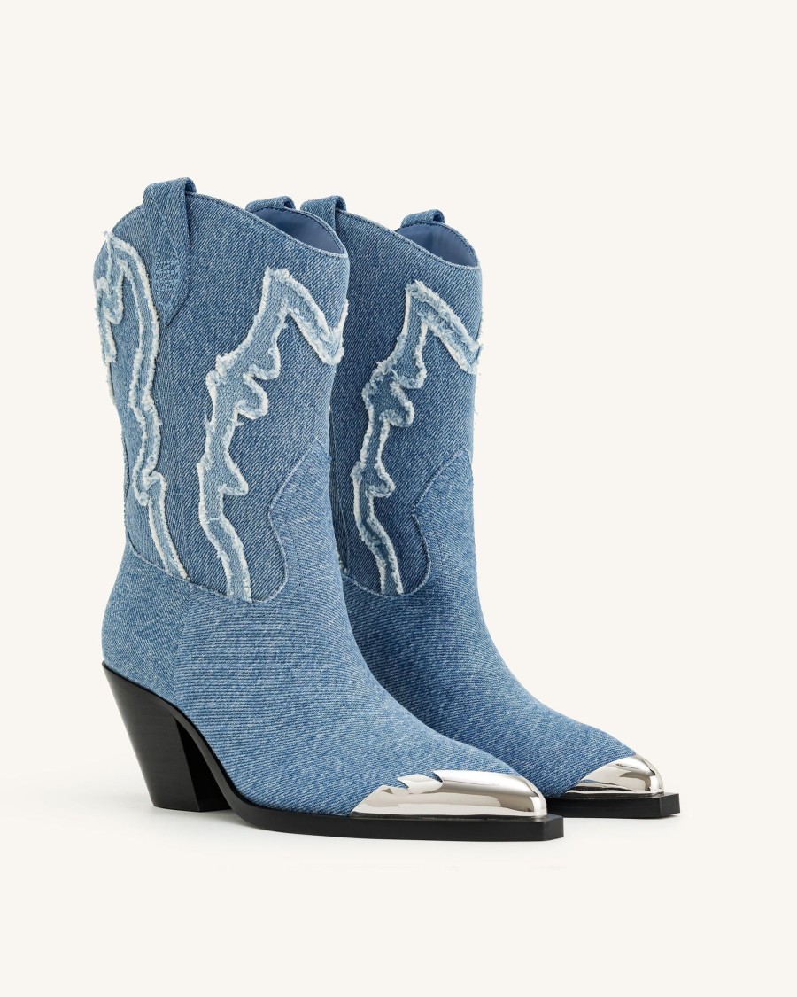 Sacs JW PEI | Riya Denim Cowboy Boot - Bleu