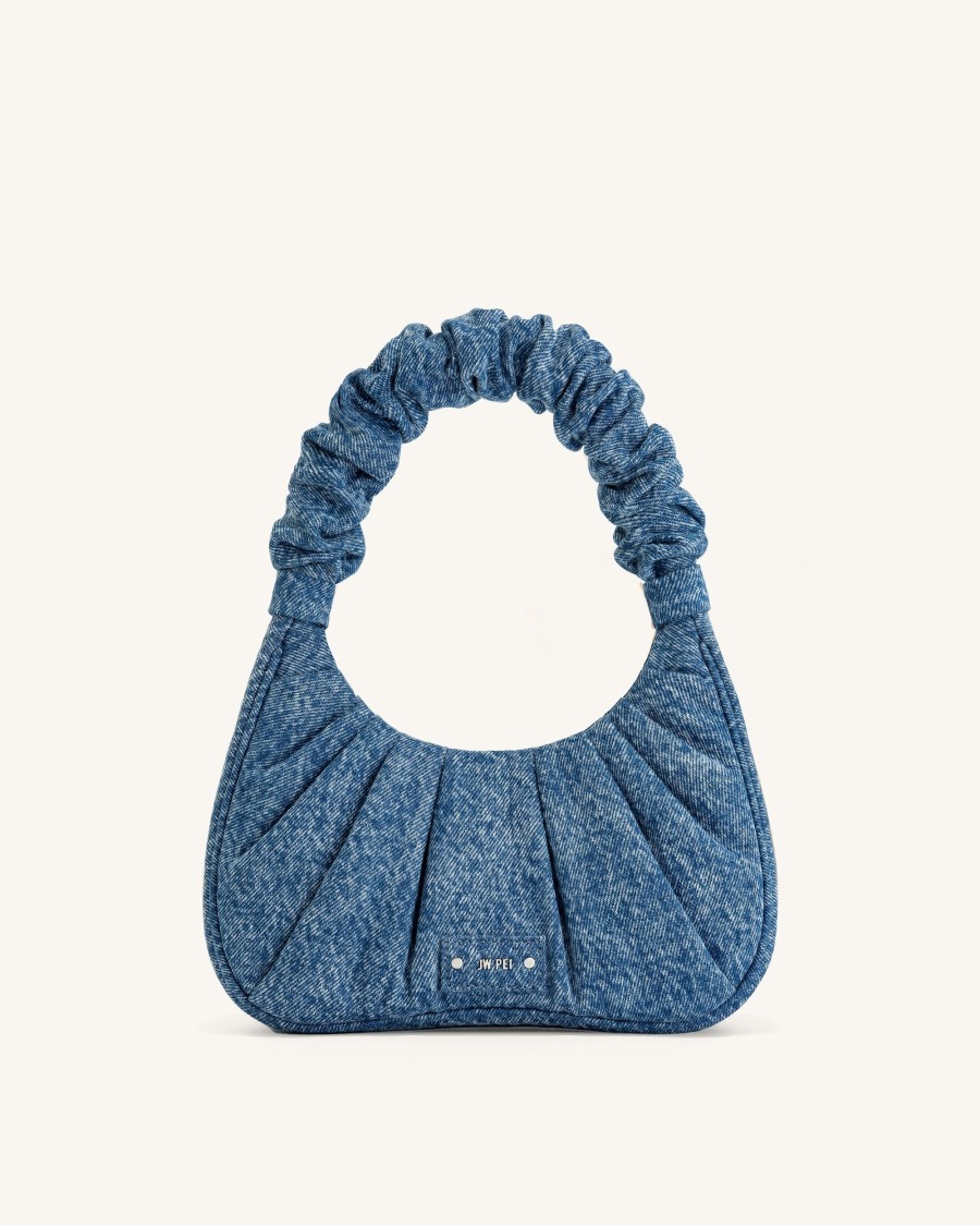 Sacs JW PEI | Le Sac A Main Hobo En Denim Fronce Gabbi - Bleu