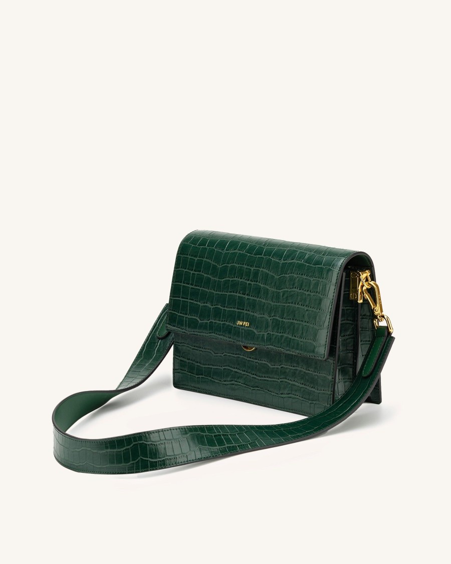 Sacs JW PEI | Sac Mini Flap - Vert Fonce Effet Croco